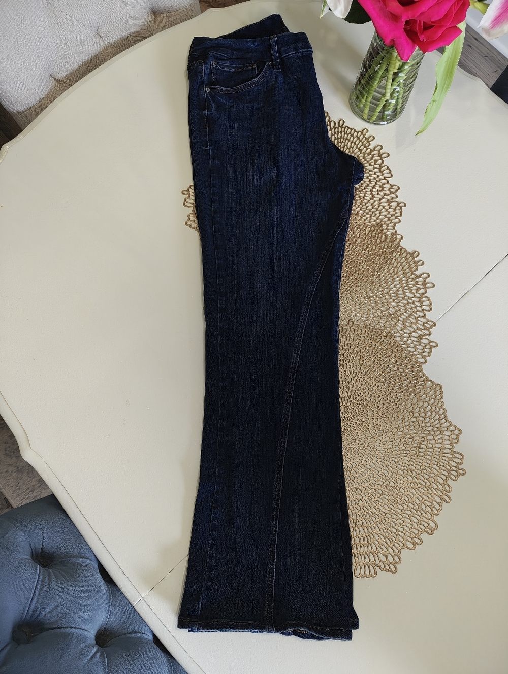 Express Skyscraper Midrise Flexx Hyperstretch Flare leg L 12 Short